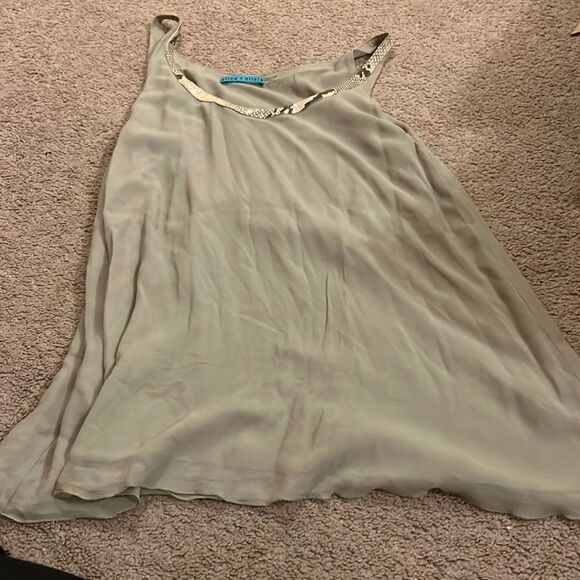 Alice + Olivia silk leather combo blouse L - Picture 1 of 6